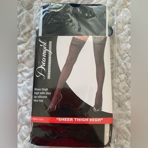 Dreamgirl Black Sheer Thigh Highs with Lace Top